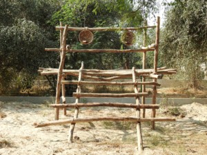 An enrichment centre built inside an enclosure to provide the rescued bears with opportunities to play and exercise.