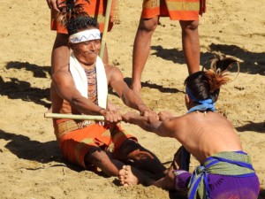 Two young men from the Garo tribe battle it out in the traditional game of ‘Anding O’ka’. The one who succeeds in pushing the other out of the demarcated circle, is the winner.